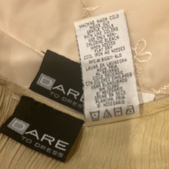 Vintage Pale Yellow Gauzy Maxi Dress & Sheer Embroidered Top Set M (8/10) - Picture 14 of 16